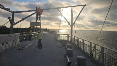 Looking west at installation of the canopy structure installation (September 2026 photo)