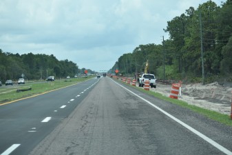 Repaving work is underway as seen in the left lane (6/14/2021 photo)