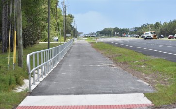 Looking south at shared-use path construction at US 19 and W Cardinal Street (6-1-2023 photo)