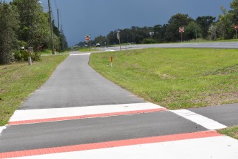Looking south at the new shared-use path on the east side of US 19 at W Merrivale Lane (6-1-2023 photo)