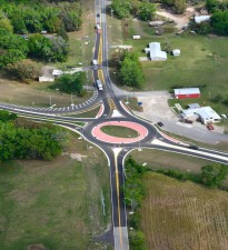 The roundabout is in its final traffic configuration and the project is almost completed as shown in this March 7, 2023 photo
