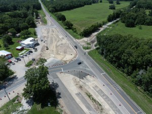 Looking southeast at construction of the roundabout at US 98 and Citrus Way (July 6, 2022 photo)