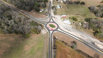 Looking north over Citrus Way at the new roundabout at US 98 (1/30/2023 photo)