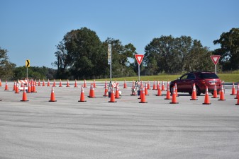 Public visitors enter the test-track roundabout (10/13/2021 photo)
