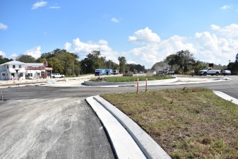 Looking southeast at the new roundabout construction (11/3/2022 photo)