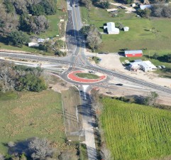 Looking north over Citrus Way at the partially opened roundabout at US 98 (12/6/2022 photo)