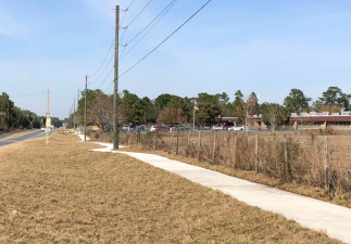 New sidewalk along Pleasant Grove Road near the elementary school (February 4, 2021 photo)