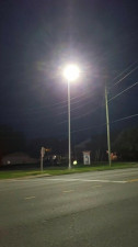 Newly installed light pole on the southeast corner of the US 41 / Parsons Point Rd. intersection in Citrus County (July 2020 photo)