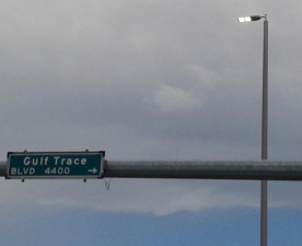 New light at the intersection of US 19 and Gulf Trace Boulevard (August 14, 2020 photo)