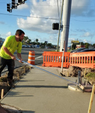 New footing base for a light pole at the northwest corner of US 19 and Ridge Road in Port Richey (October 12, 2020 photo)