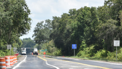 Looking north on SR 39 at early stages of repaving (7/17/2020 photo)