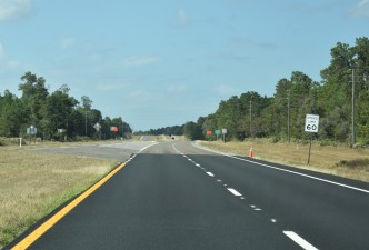 Looking northwest on US 98 at new pavement at the Hernando-Citrus counties line (11/3/2022 photo)