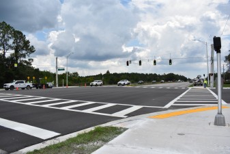 Looking southeast at the new signalized intersection at Eagleston Blvd. and Bruce B. Downs Blvd. (5-22-2023 photo)