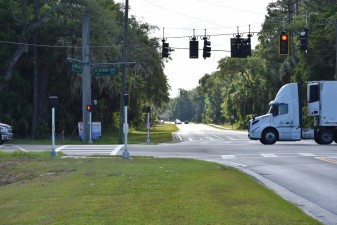 Pedestrian improvements at the intersection of N. Turkey Oak Drive and N. Citrus Avenue (5/17/2022 photo)