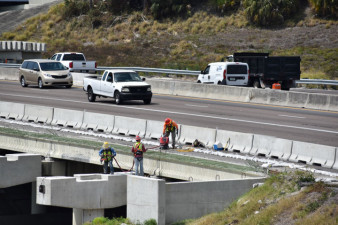 Work on a pier for northbound I-275 bridge widening over SR 60