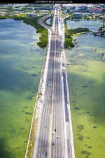 Looking east at construction to widen each direction of I-275 on the causeway, just east of the Howard Frankland Bridge.  (May 14, 2020 photo)