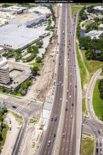 Looking west at the I-275 / West Shore Boulevard interchange. Bridge widening for northbound I-275 traffic is on the left side of the interstate. (May 14, 2020 photo)