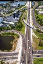 Looking west on I-275 at SR 60. Towards the bottom left you can see bridge widening over SR 60 that will allow both lanes to enter northbound I-275 without the need to merge quickly (May 14, 2020 photo)