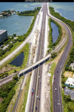 Looking west at I-275 towards the Howard Frankland Bridge. Northbound I-275 construction is towards the left. (May 14, 2020 photo)