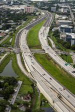 Looking west over I-275 at the Lois Avenue interchange. New lanes have been added to the upper left in the photo for northbound I-275 traffic. (August 17, 2020 photo)