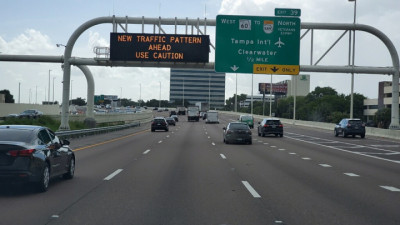 Drivers are alerted to improvements ahead on July 28, 2020.