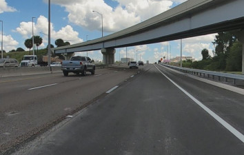 A new northbound I-275 lane opened August 7 as shown here at the bridge to westbound SR 60 (August 7, 2020 photo)