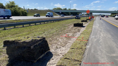Placing sod along southbound I-75 median - March 2021