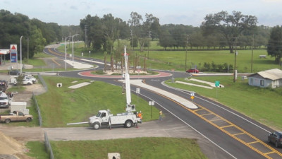 Street light poles are being installed in this September 16, 2020 photo.
