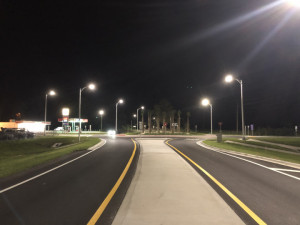Street lightning installation has been completed at the roundabout (September 26, 2020 photo)