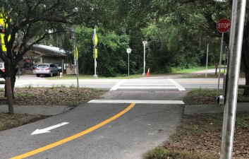 Signing and pavement markings make crossing CR 48 safer (June 2021 photo)