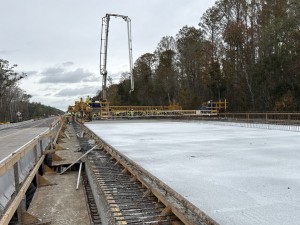 Finished concrete for the bridge deck over the Hillsborough River (12-18-2025 photo)