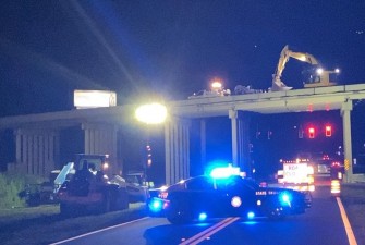 Demolishing part of the US 98 bridge over Old Lakeland Highway and the CSX railroad track (7-27-2025 photo)