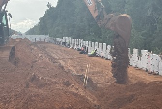 Building a wall leading to a new bridge over the Hillsborough River (8-26-2025 photo)