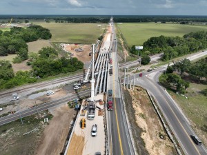 Looking south at bridge beam placement over Old Lakeland Highway (5-13-2026 photo)