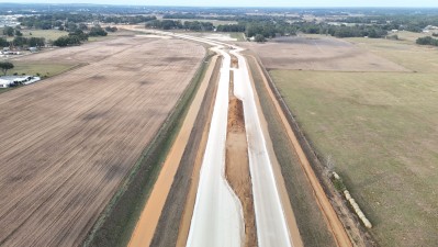 Looking north at construction of the new US 98 alignment south of Clinton Avenue (12-3-2025 photo)