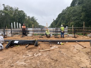 Tying steel for a new bridge wall at the Hillsborough River (9-10-2025 photo)