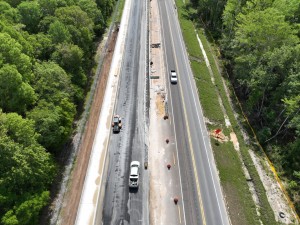 Looking south at almost completed new pavement on the left side of the photo (4-6-2026 photo)