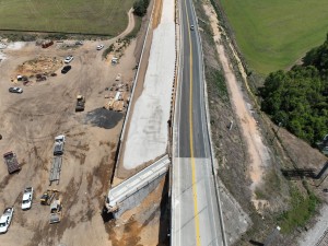 Looking south over US 98 at bridge construction over Old Lakeland Highway and the railroad tracks (4-30-2026 photo)