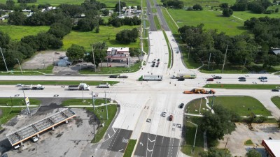 SR 60 at SR 39 intersection (looking north) showing new concrete travel lanes (Photo August 2026)