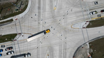 SR 60 at SR 39 intersection looking down showing new concrete travel lanes in Plant City  (Photo March 2026)