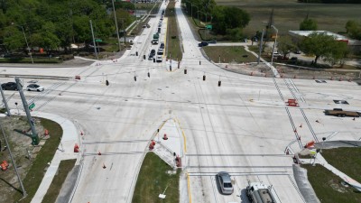 SR 60 at SR 39 intersection looking east showing new concrete travel lanes in Plant City (Photo March 2026)