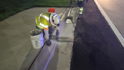 Crews forming concrete curb along US 301 at Gibsonton Drive (May 2026 photo)