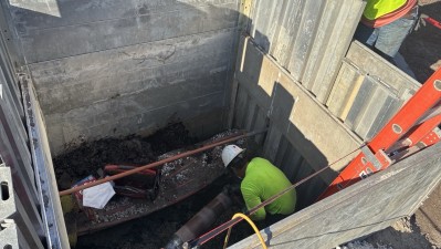 Ongoing utility relocation work south of Big Bend Road (Photo June 2026)