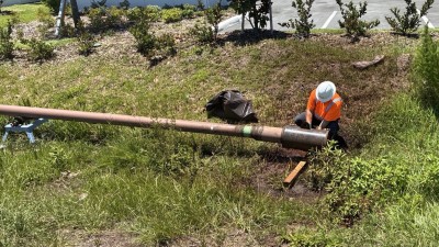 Ongoing utility relocation work south of Big Bend Road (Photo June 2026)