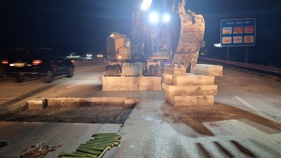 Sections of concrete slabs being removed from northbound I-75 in Hillsborough County (March 2026)