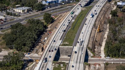 Aerial View I-75 Showing Widening Over Harney Road and US 301 northbound and southbound lanes (Photo January 2026)