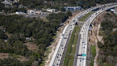 Aerial View I-75 Widening Over Harney Road view of northbound and southbound lanes (Photo January 2026)