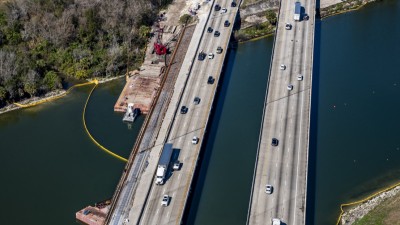 Aerial View I-75 Widening from Tampa Bypass Canal to Fowler looking down on northbound and southbound lanes (Photo January 2026)