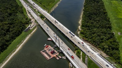Image of I-75 travel lanes showing widening over the Tampa Bypass Canal (Photo July 2026)