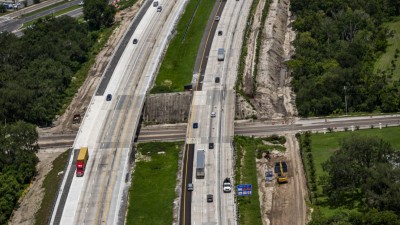 Image of I-75 travel lanes showing widening over Harney Road (Photo July 2026)